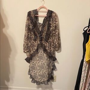 Free People Sheer Floral Long Sleeve Dress
